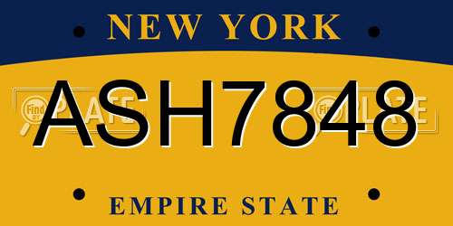 ASH7848 New York License Plate