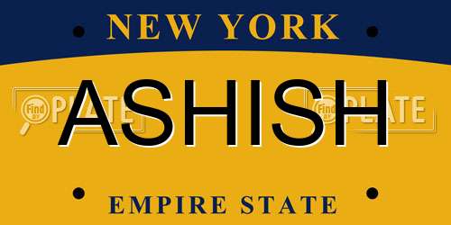 ASHISH New York License Plate
