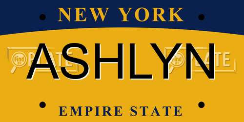 ASHLYN New York License Plate