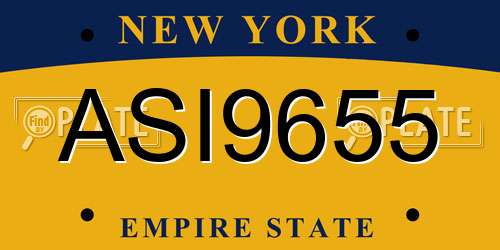 ASI9655 New York License Plate