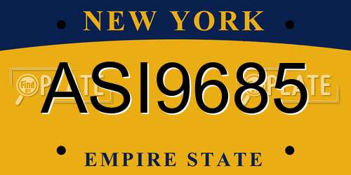ASI9685 New York License Plate