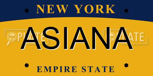 ASIANA New York License Plate