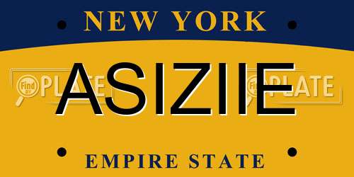 ASIZIIE New York License Plate