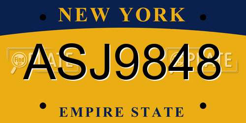 ASJ9848 New York License Plate