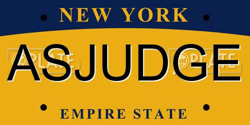 ASJUDGE New York License Plate