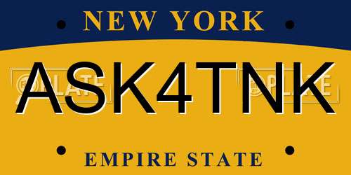 ASK4TNK New York License Plate