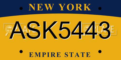 ASK5443 New York License Plate