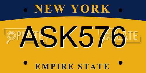 ASK576 New York License Plate