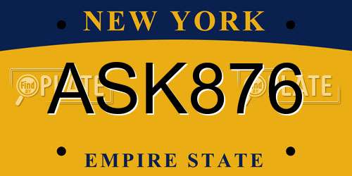 ASK876 New York License Plate
