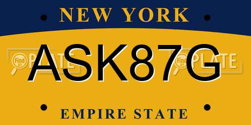 ASK87G New York License Plate