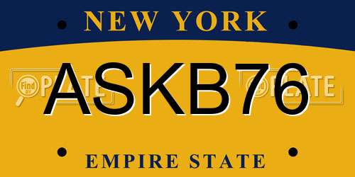 ASKB76 New York License Plate