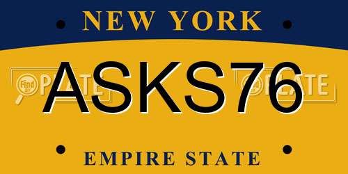 ASKS76 New York License Plate