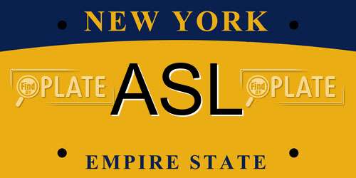ASL New York License Plate