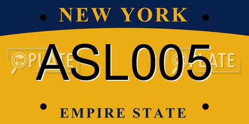 ASL005 New York License Plate