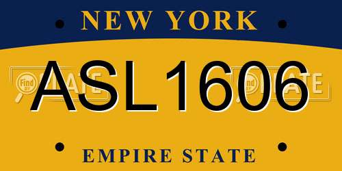 ASL1606 New York License Plate