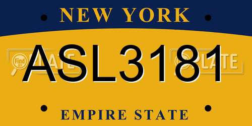 ASL3181 New York License Plate