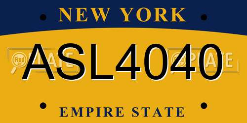 ASL4040 New York License Plate