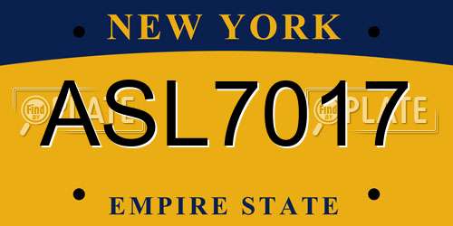 ASL7017 New York License Plate
