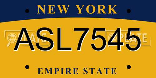 ASL7545 New York License Plate
