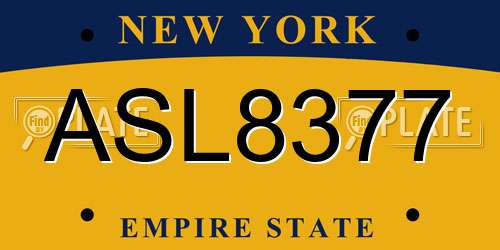ASL8377 New York License Plate