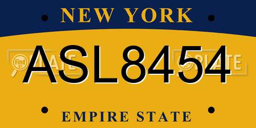 ASL8454 New York License Plate