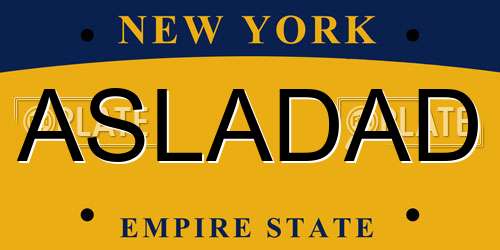 ASLADAD New York License Plate