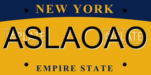 ASLAOAO New York License Plate