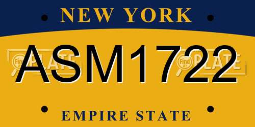 ASM1722 New York License Plate