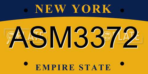 ASM3372 New York License Plate