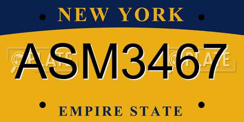 ASM3467 New York License Plate