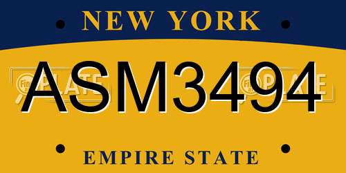 ASM3494 New York License Plate