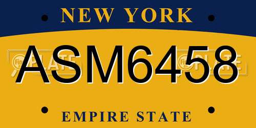 ASM6458 New York License Plate