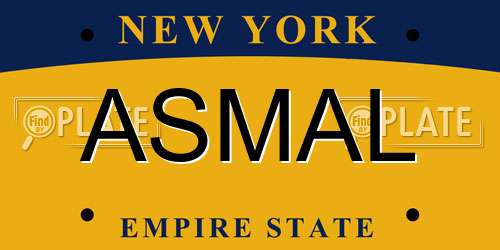 ASMAL New York License Plate