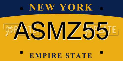 ASMZ55 New York License Plate