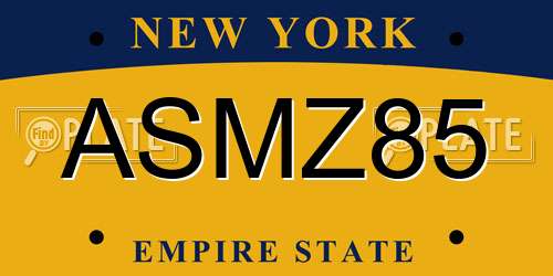 ASMZ85 New York License Plate