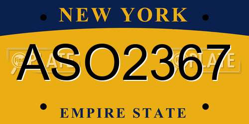 ASO2367 New York License Plate