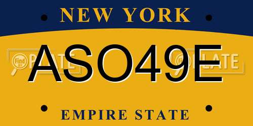 ASO49E New York License Plate