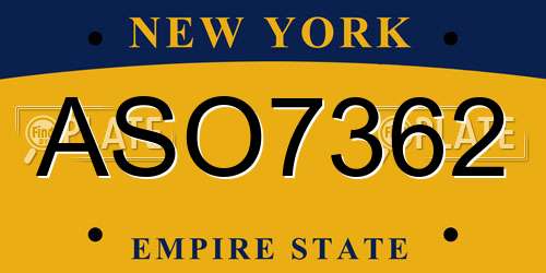 ASO7362 New York License Plate