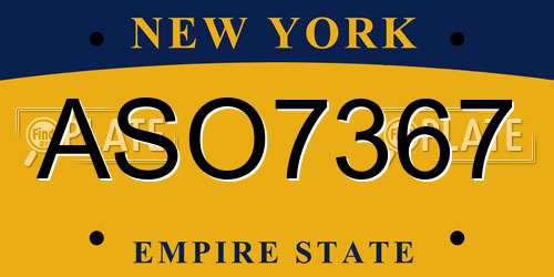 ASO7367 New York License Plate