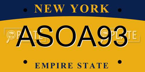 ASOA93 New York License Plate