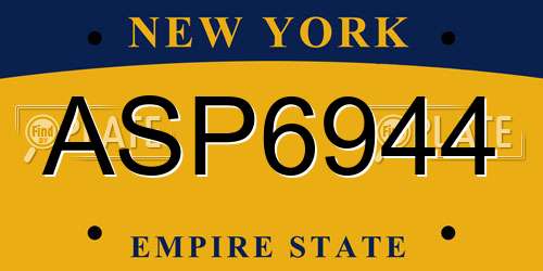 ASP6944 New York License Plate