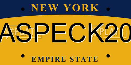 ASPECK20 New York License Plate