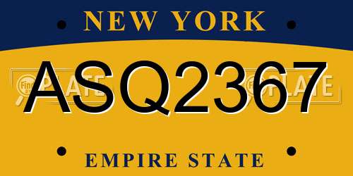 ASQ2367 New York License Plate
