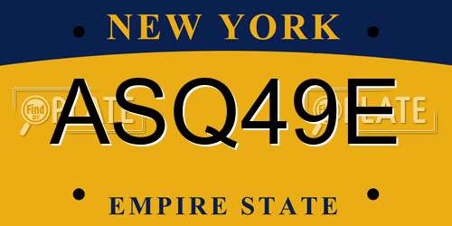 ASQ49E New York License Plate