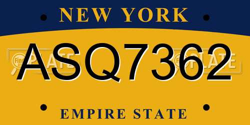 ASQ7362 New York License Plate
