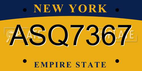 ASQ7367 New York License Plate