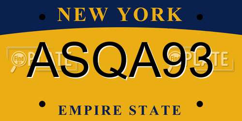 ASQA93 New York License Plate