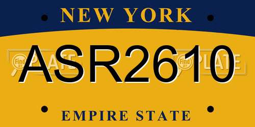 ASR2610 New York License Plate