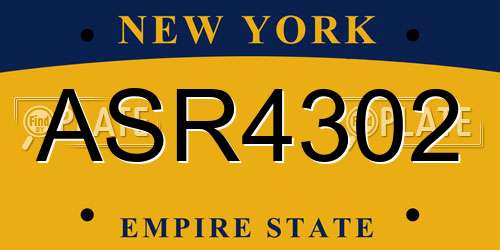 ASR4302 New York License Plate
