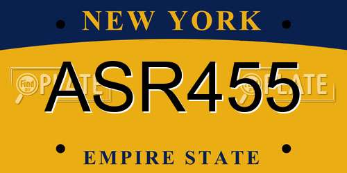 ASR455 New York License Plate
